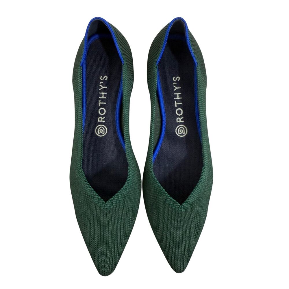 Rothy’s The Point Emerald Green Pointed Toe Ballet Flats Women’s Size 11 Slip On - Picture 2 of 10